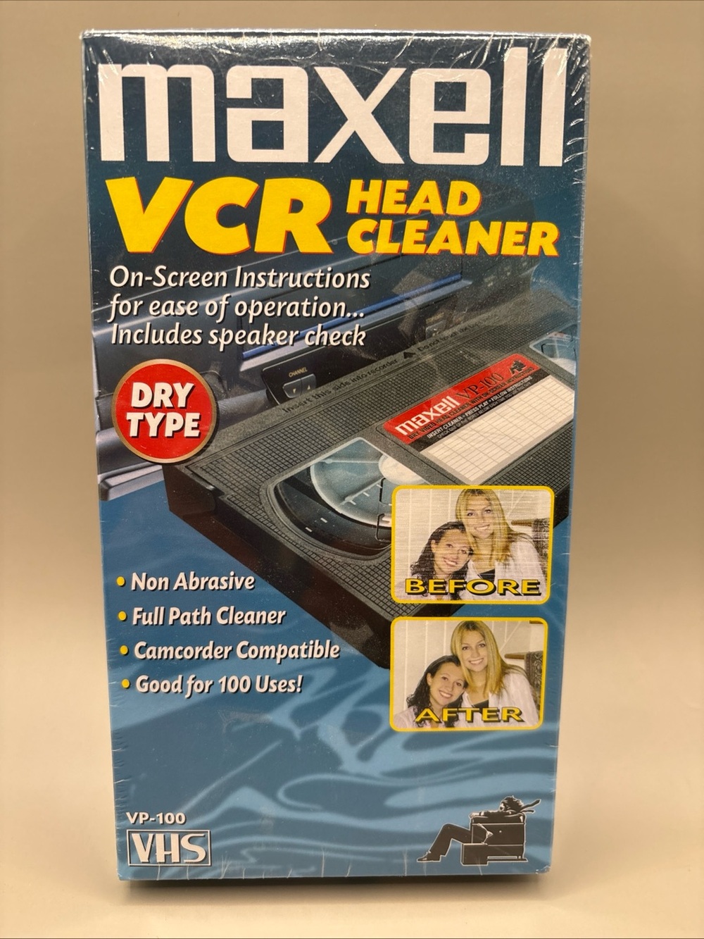 Maxell VP-100 Dry Type VCR Head Cleaner Brand New Sealed Dry Type